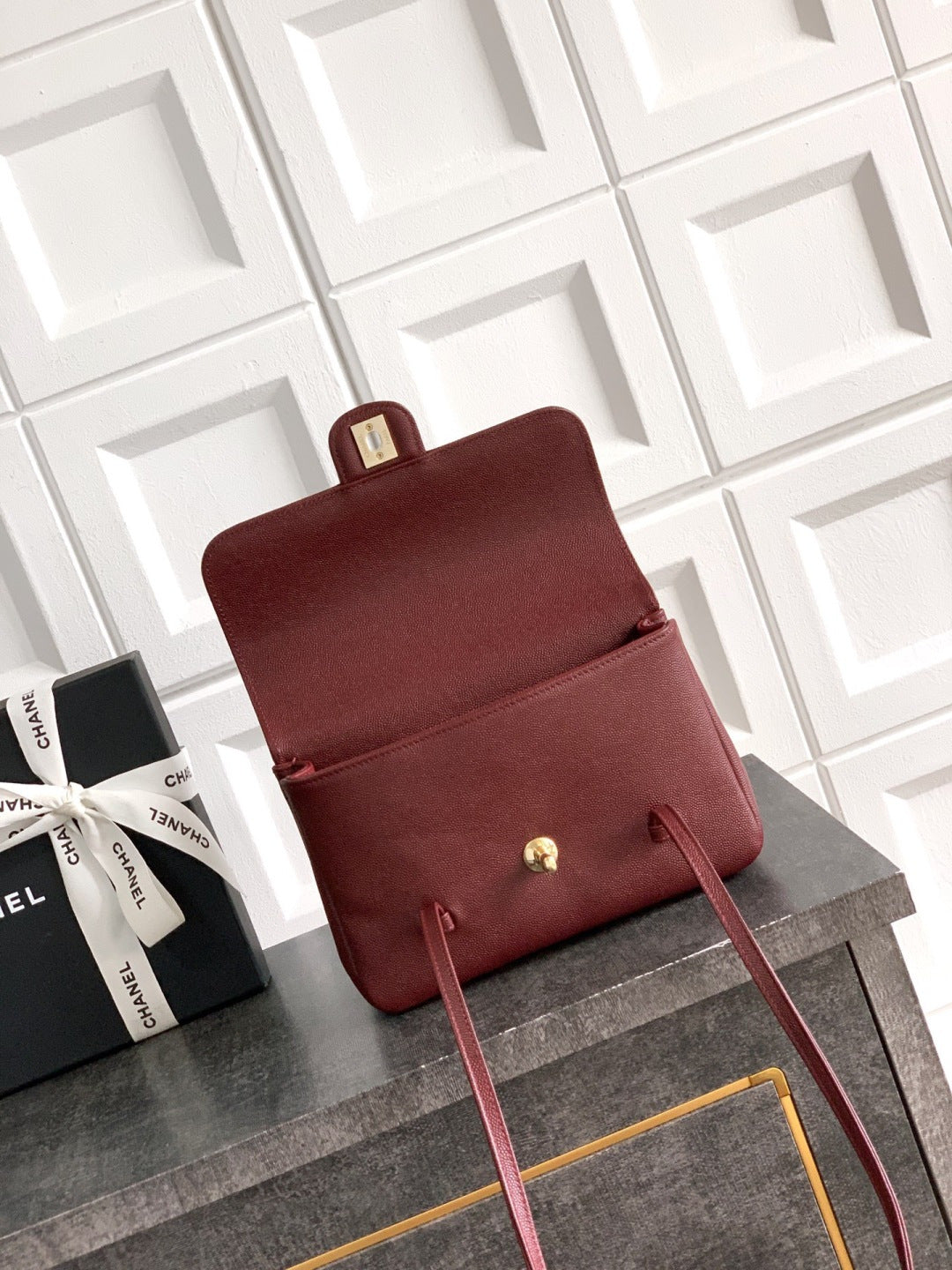 CC 26s Preppy Coco Bag 22cm Burugndy Caviar Leather GHW
