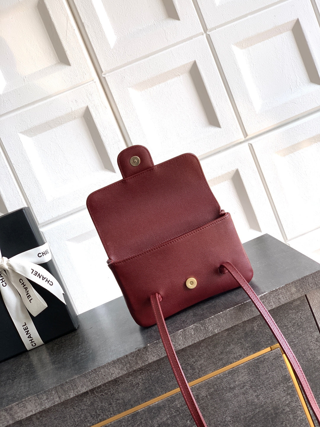 CC 26s Preppy Coco Bag 17cm Burgundy Caviar Leather GHW