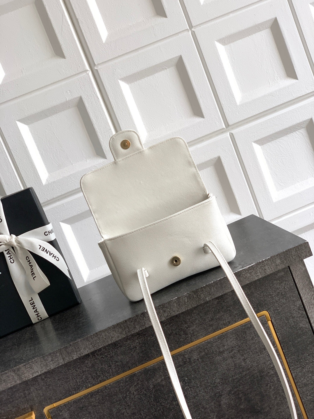 CC 26s Preppy Coco Bag 17cm White Caviar Leather GHW