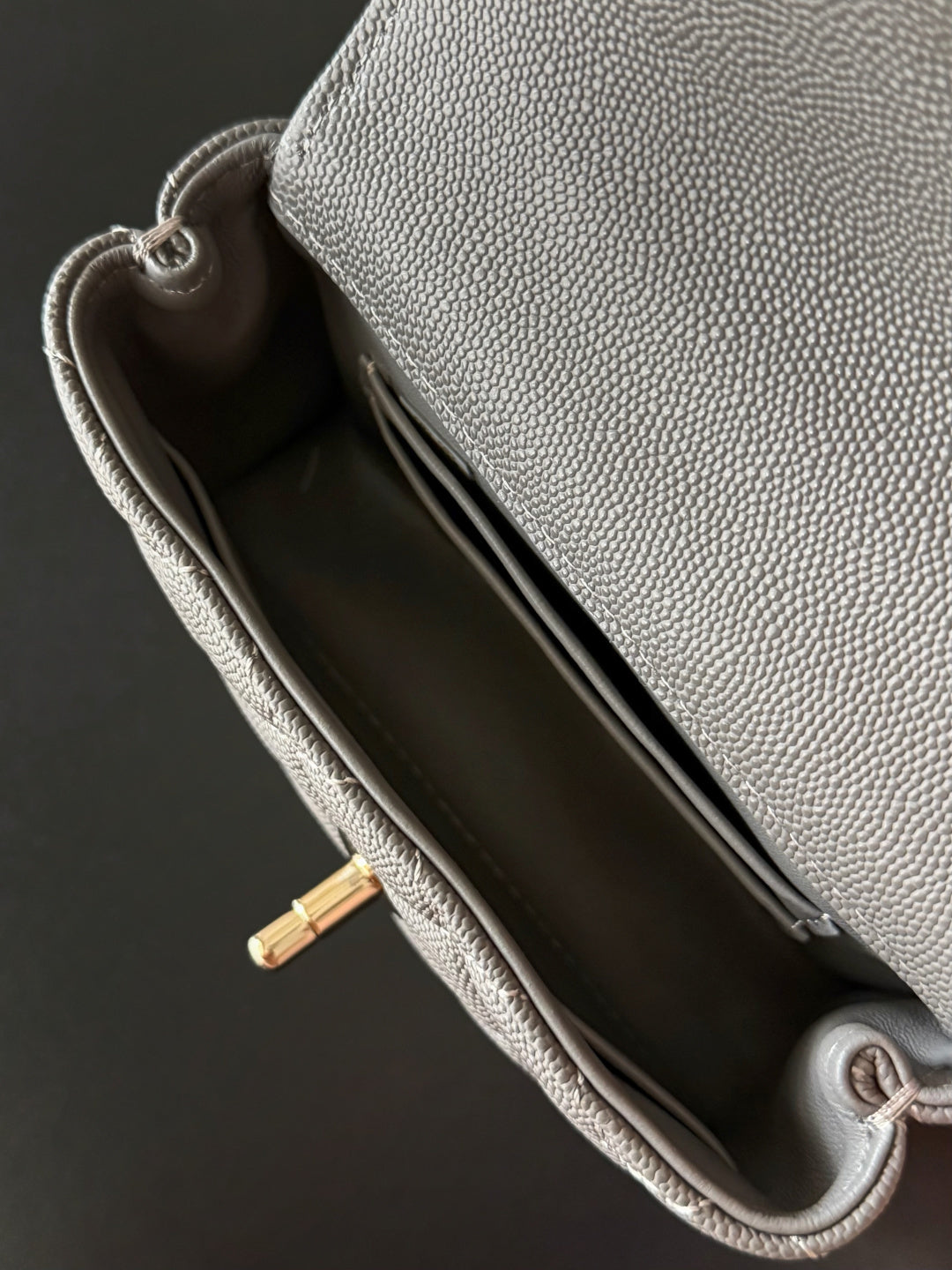 CC 26s Mini Flap Bag 14.5cm with Top Handle Dark Grey Caviar Leather