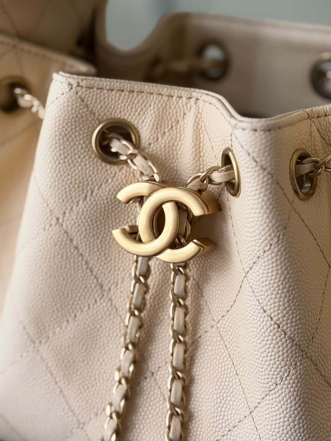 CC 26c Hobo Bag 22cm Beige Caviar Leather GHW