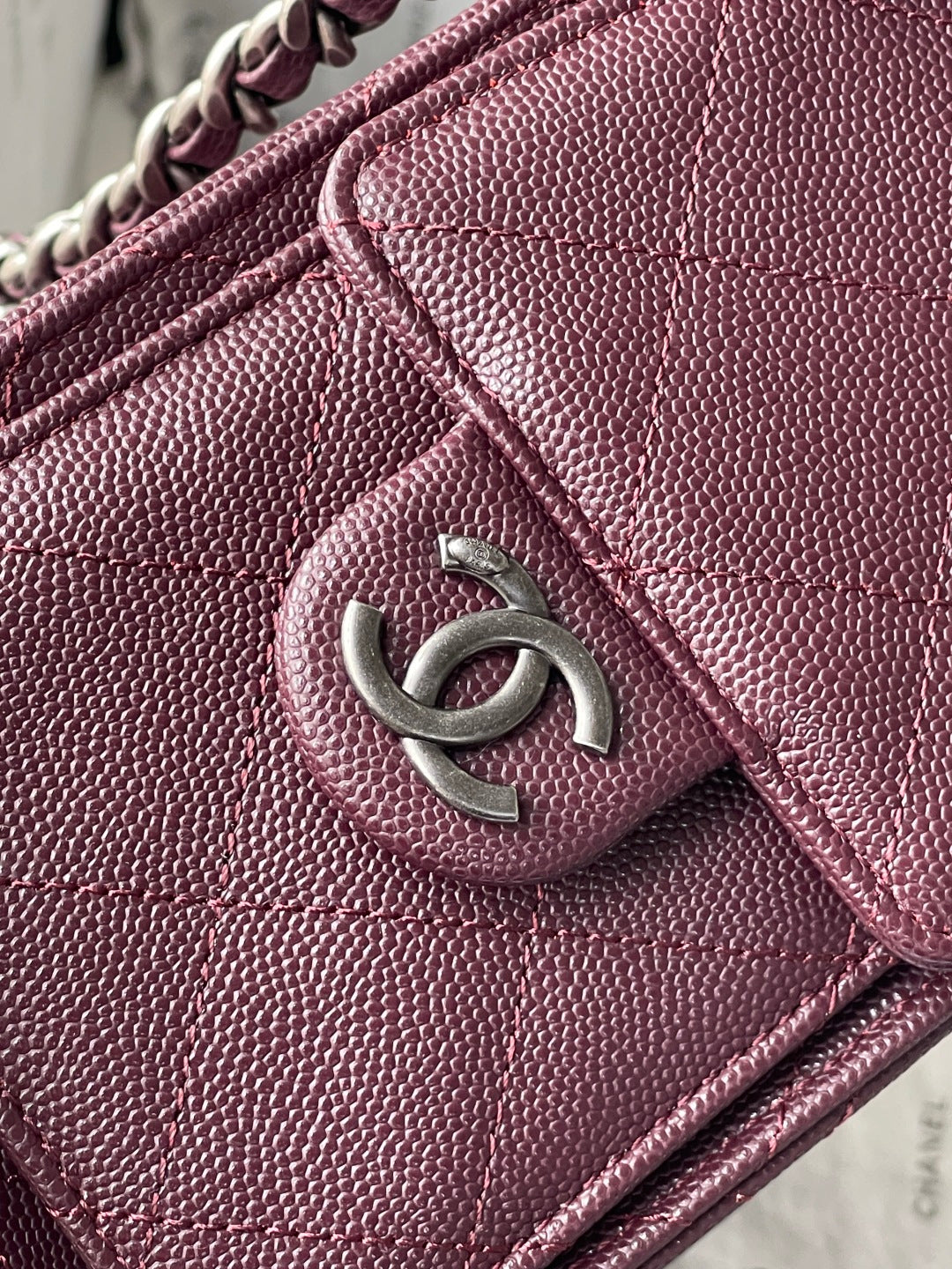 CC 26c Hobo Bag 22cm Burgundy Caviar Leather Gun Hardware