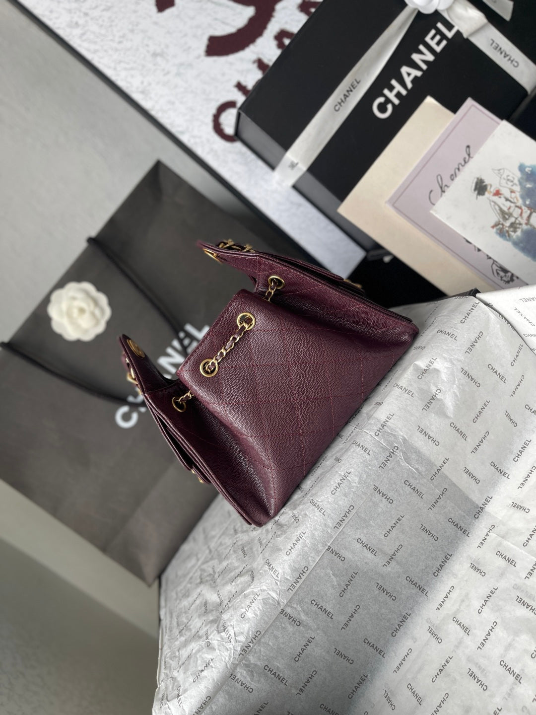 CC 26c Hobo Bag 22cm Burgundy Caviar Leather GHW