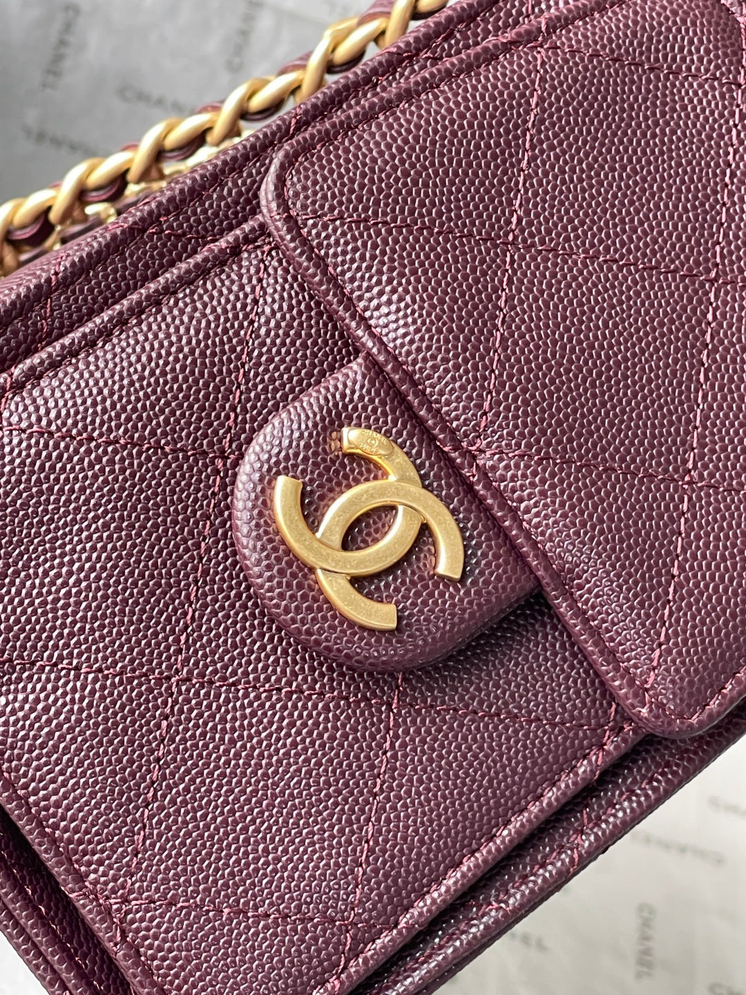 CC 26c Hobo Bag 22cm Burgundy Caviar Leather GHW