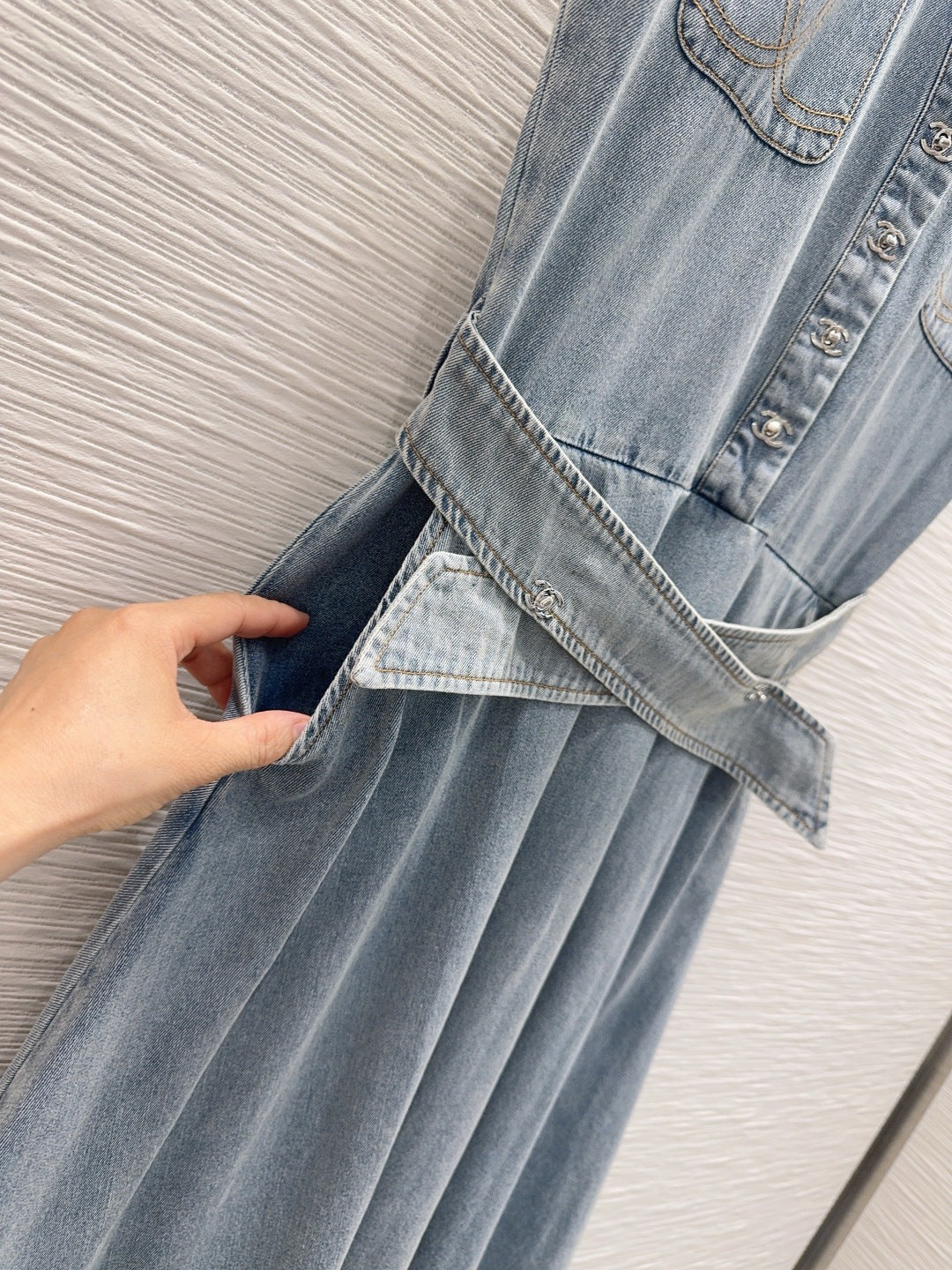 CC 26s Long Dress Light Wash Blue Denim 395034