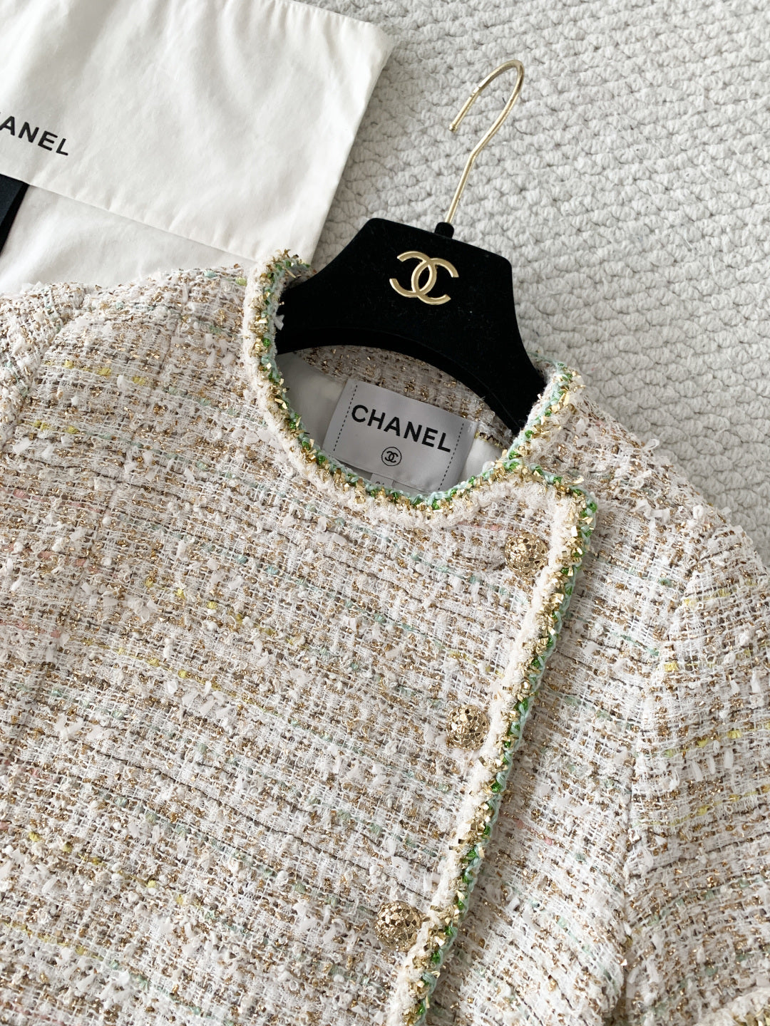CC Short-Sleeved Top Cream Colorful Tweed 380661