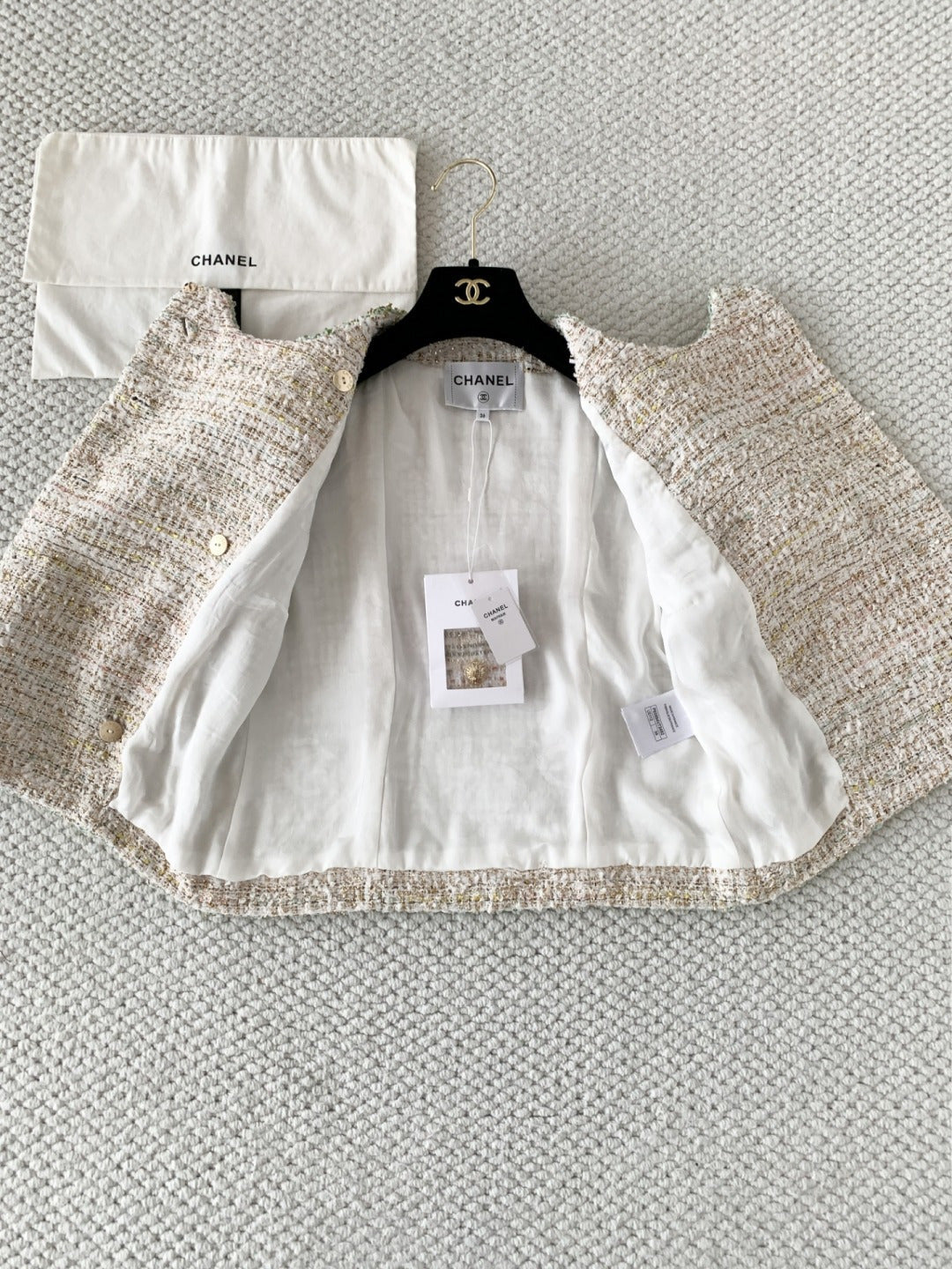 CC Short-Sleeved Top Cream Colorful Tweed 380661