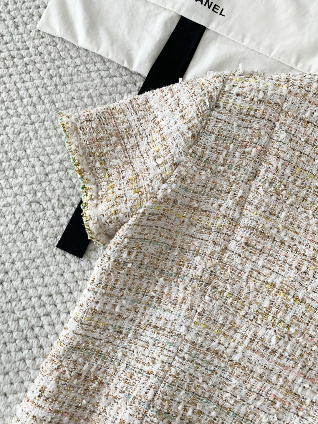 CC Short-Sleeved Top Cream Colorful Tweed 380661
