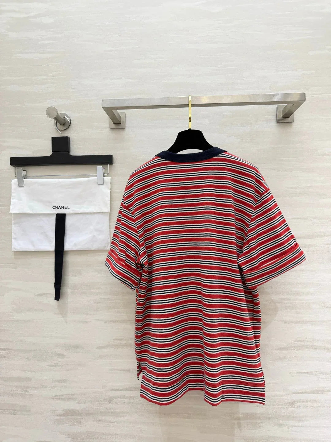 Chanel 2026 Striped T-shirt With Seahorse Red Cotton 394177