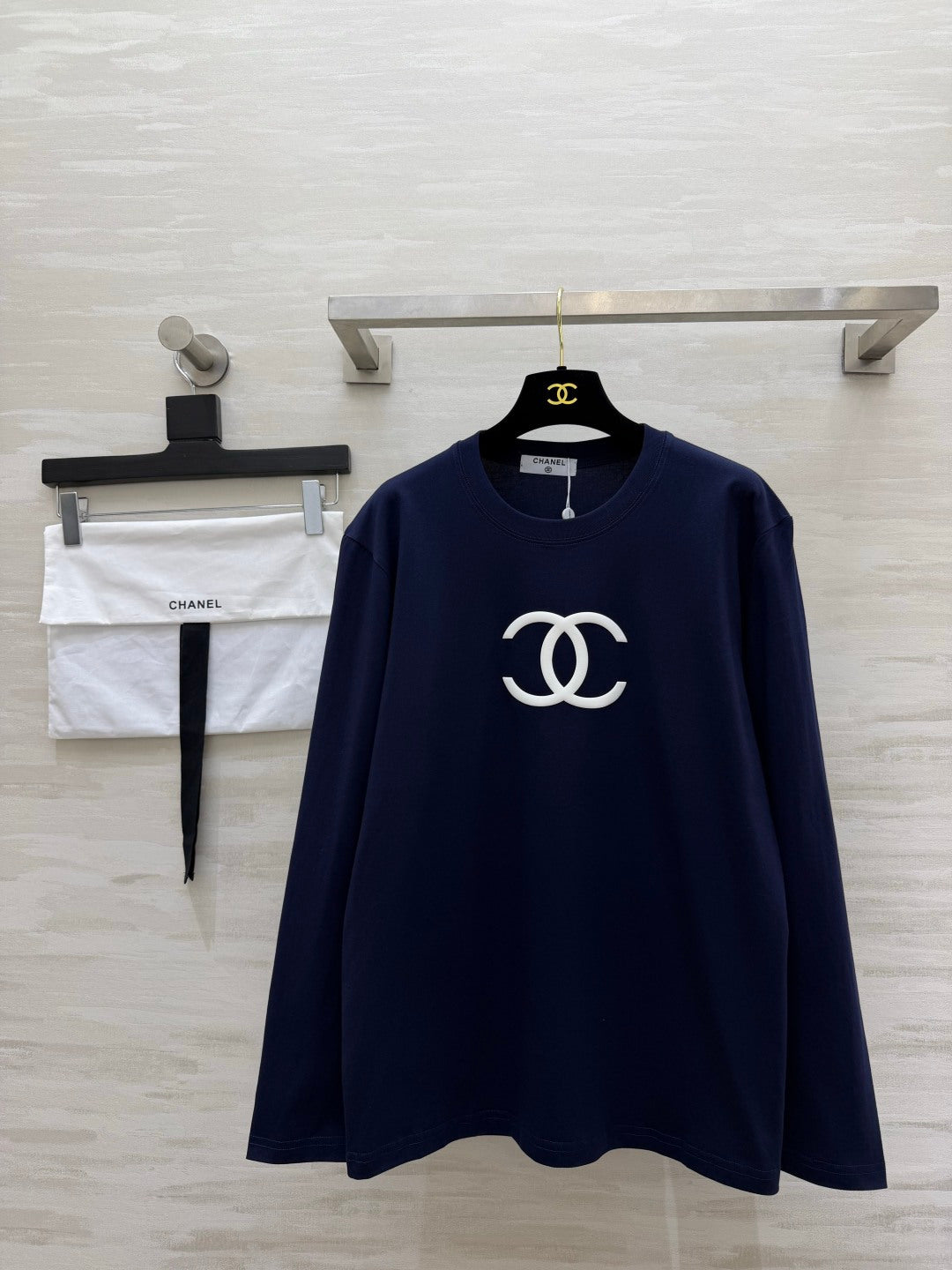 CC 26s Double C Long-Sleeve T-Shirt Navy Blue 422149