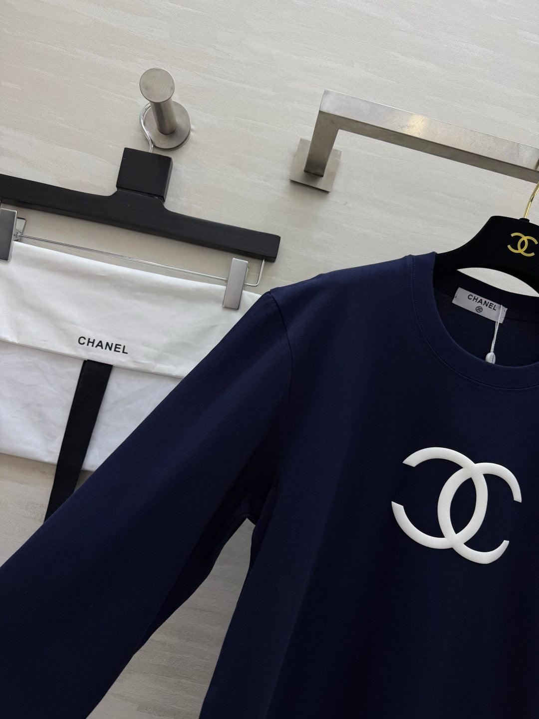 CC 26s Double C Long-Sleeve T-Shirt Navy Blue 422149