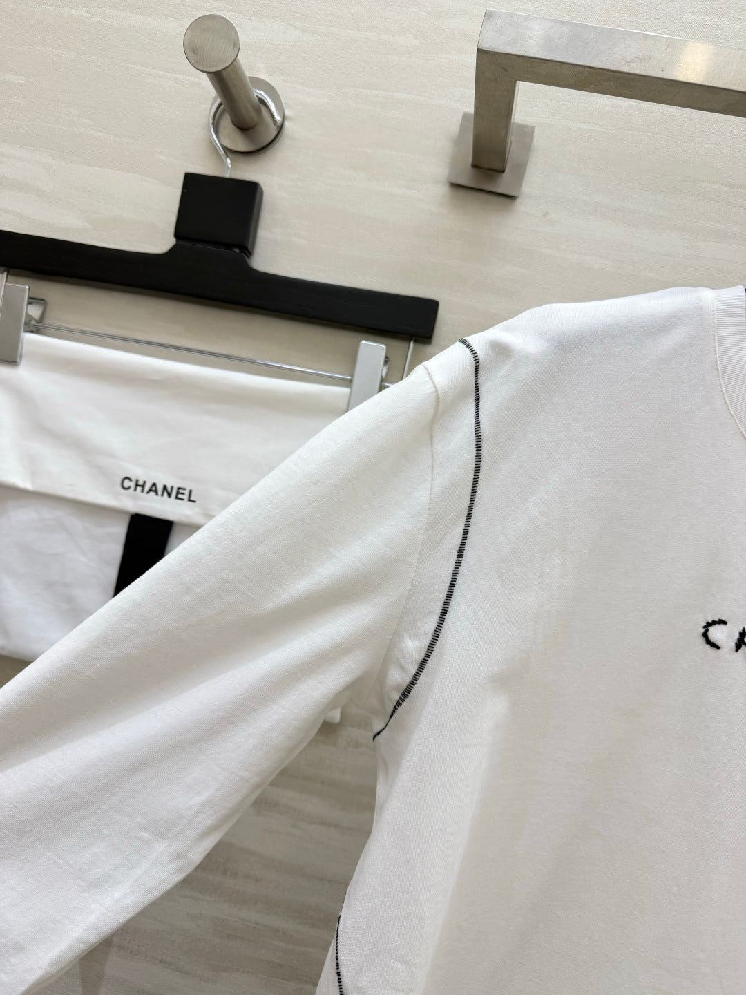 CC 26s Long Sleeve Top White Black Contrast Stitch 427435