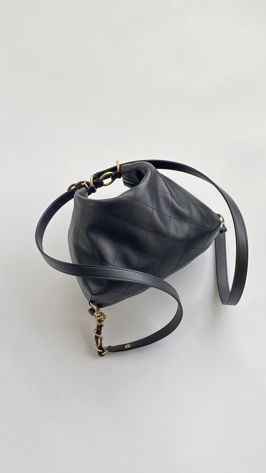 Chanel 25S Hobo Backpack Black Soft Calfskin