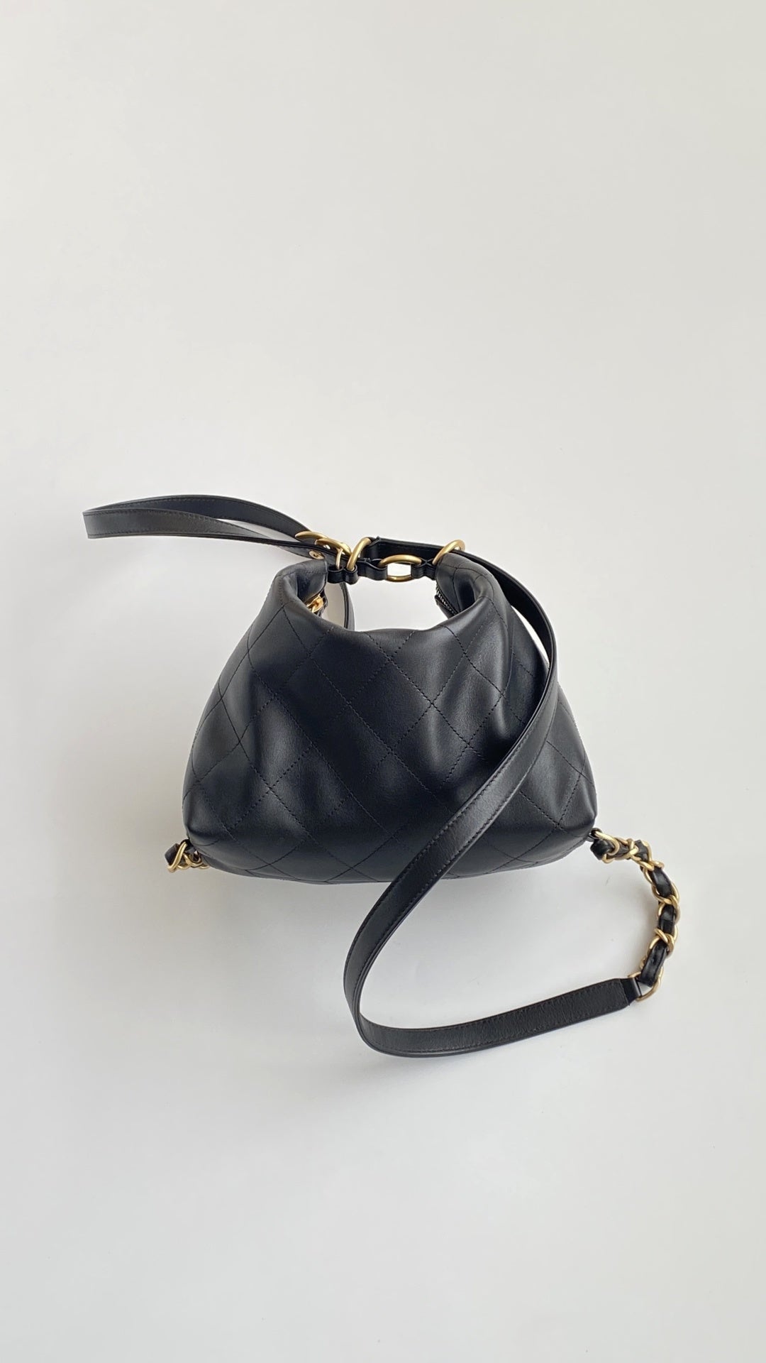 Chanel 25S Hobo Backpack Black Soft Calfskin