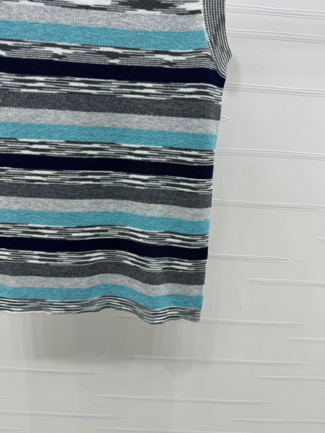 Chanel 25 Sleeveless Striped Top In Blue And Gray