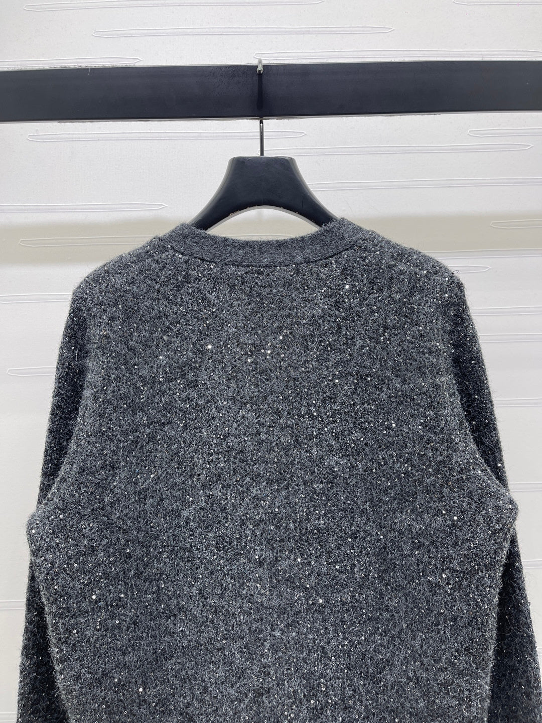 CC 26s Sequined V-Neck Cardigan Sweater Grey 344109