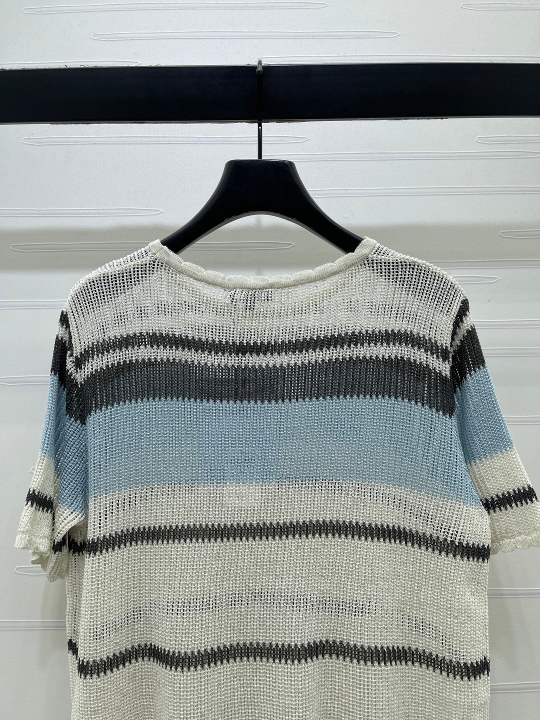 CC 26s Short-Sleeved Top Blue Black Silk Cotton 373112