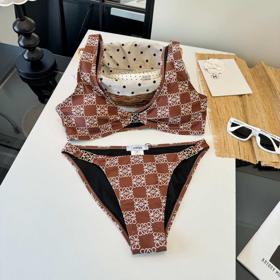 Loewe Two-Piece Bikini Brown White 203031