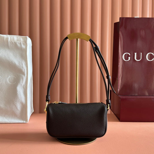 GG Half Horsebit Bag 19cm Black Grain Leather