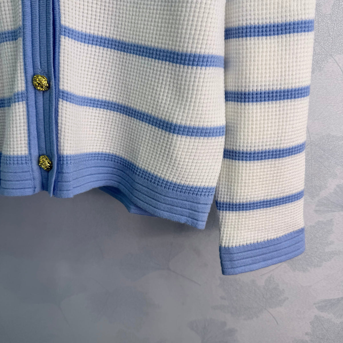 CC 26s V-Neck Knit Cardigan Blue White Wool 426059