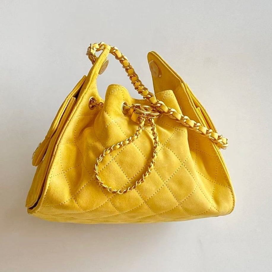 Chanel 25 Hobo Bag 22cm Yellow Gold Suede