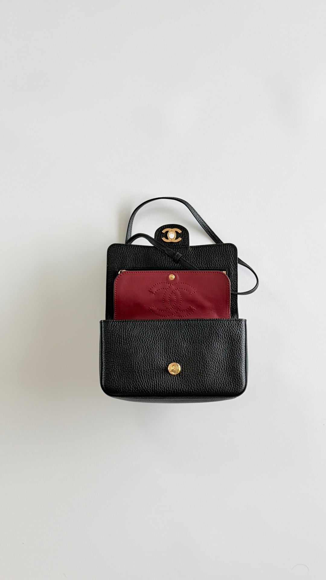 CC 26s Flap Bag Mini 20cm Black Cowhide