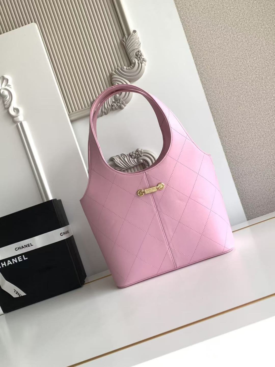Chanel 2026 Basket Hobo Bag 35cm Pink Calfskin