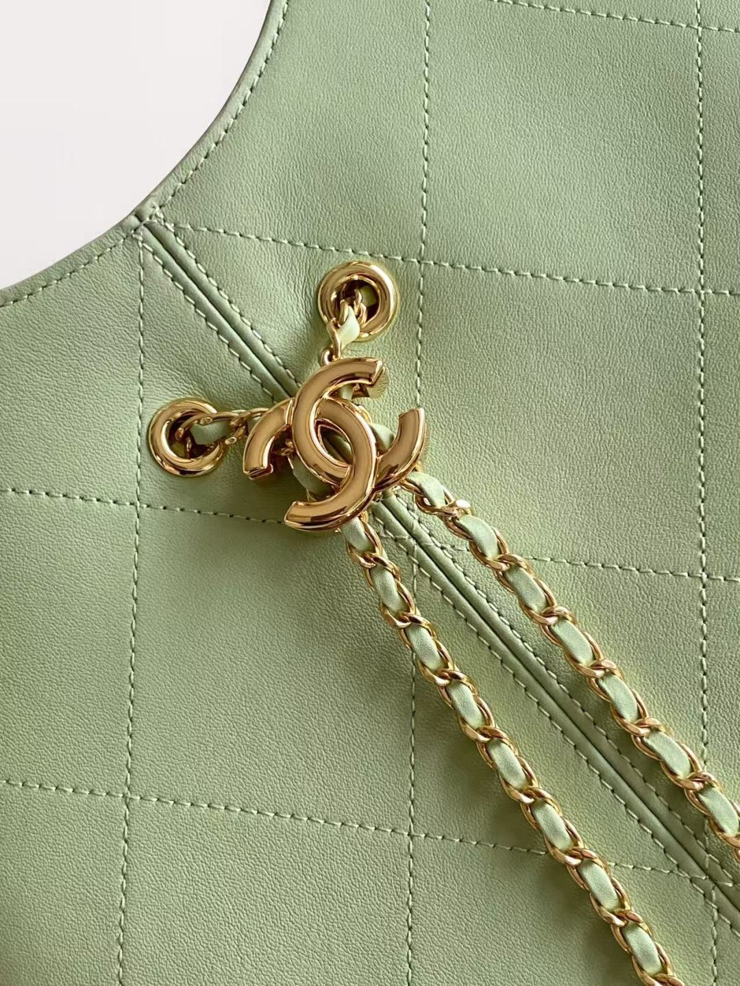 Chanel 2026 Basket Hobo Bag 35cm Matcha Green Calfskin