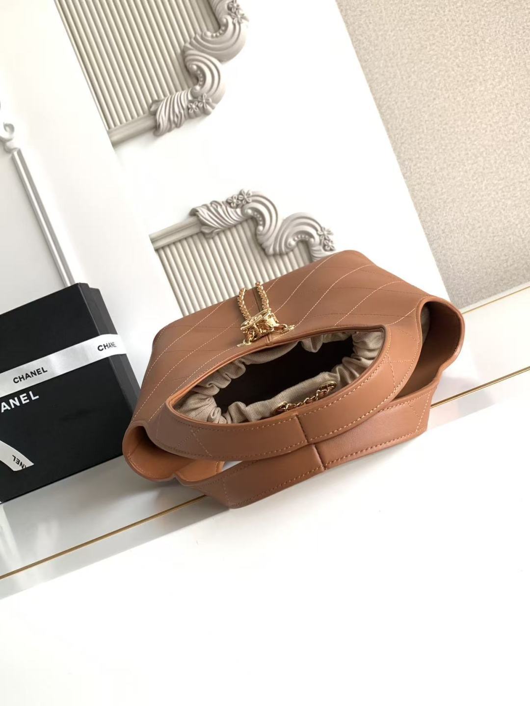 Chanel 2026 Basket Hobo Bag 35cm Brown Calfskin