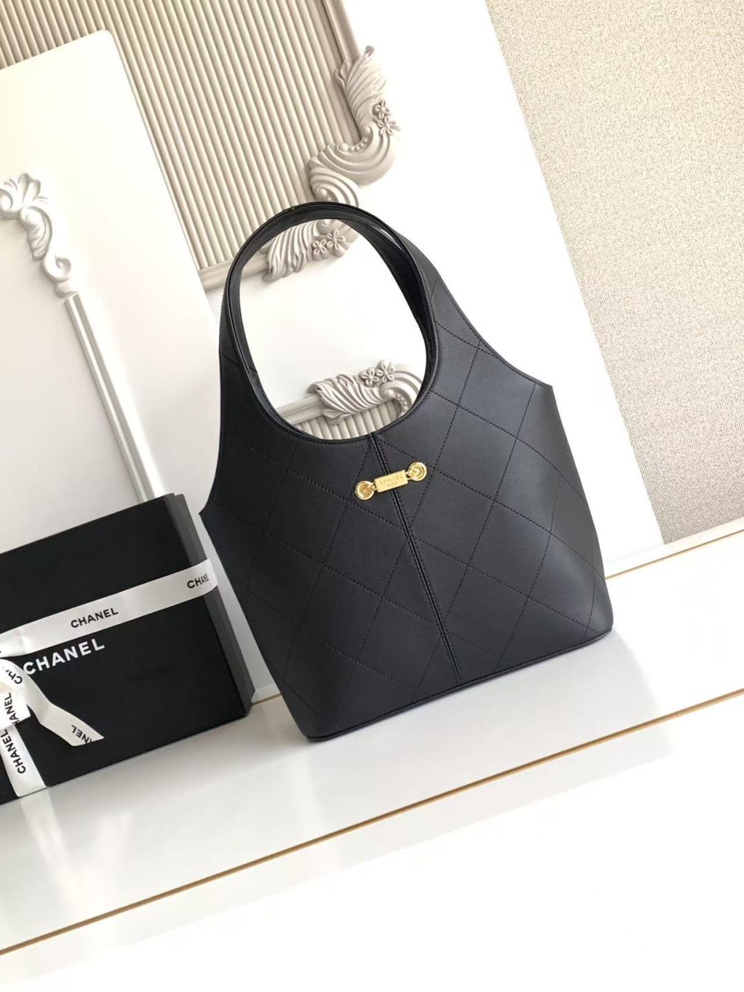 Chanel 2026 Basket Hobo Bag 58cm Black Calfskin