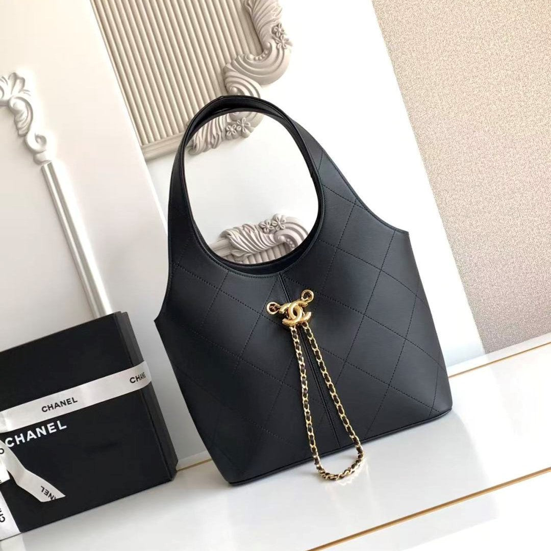 Chanel 2026 Basket Hobo Bag 58cm Black Calfskin