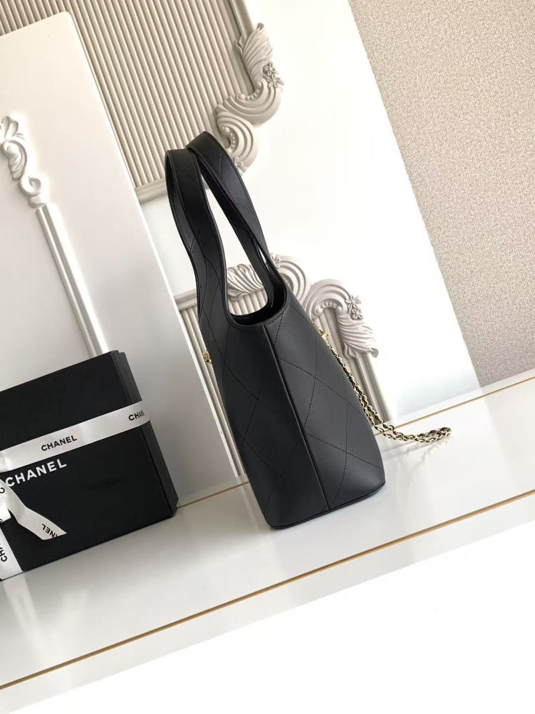 Chanel 2026 Basket Hobo Bag 58cm Black Calfskin