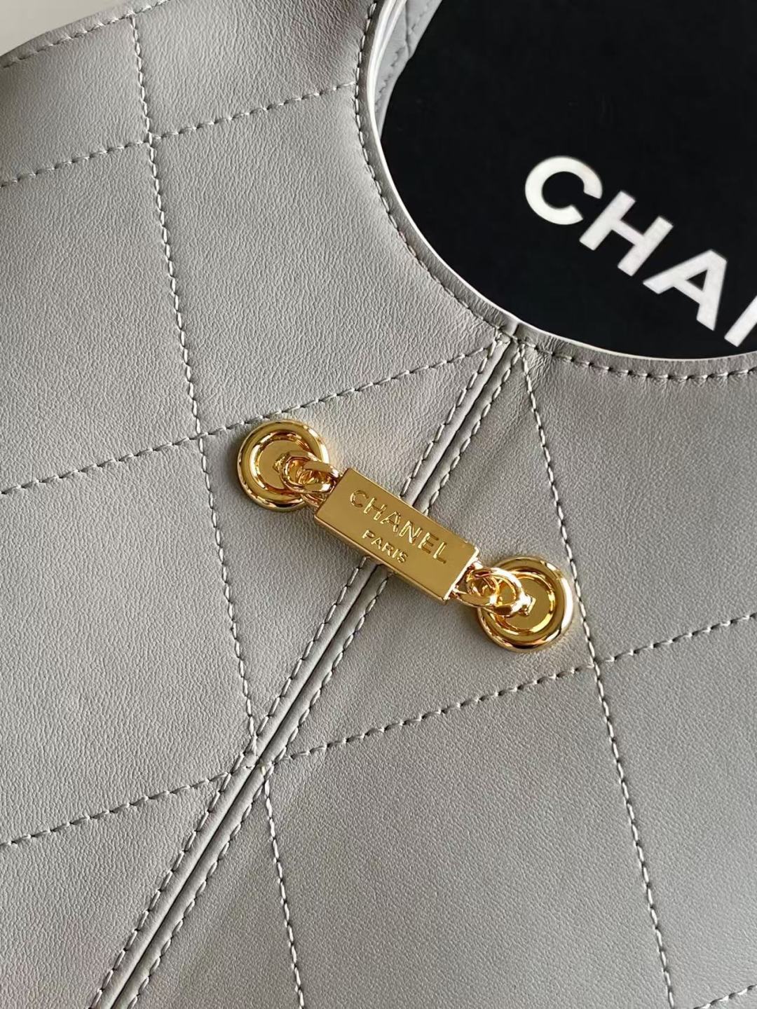 Chanel 2026 Basket Hobo Bag 27.5cm Gray Calfskin