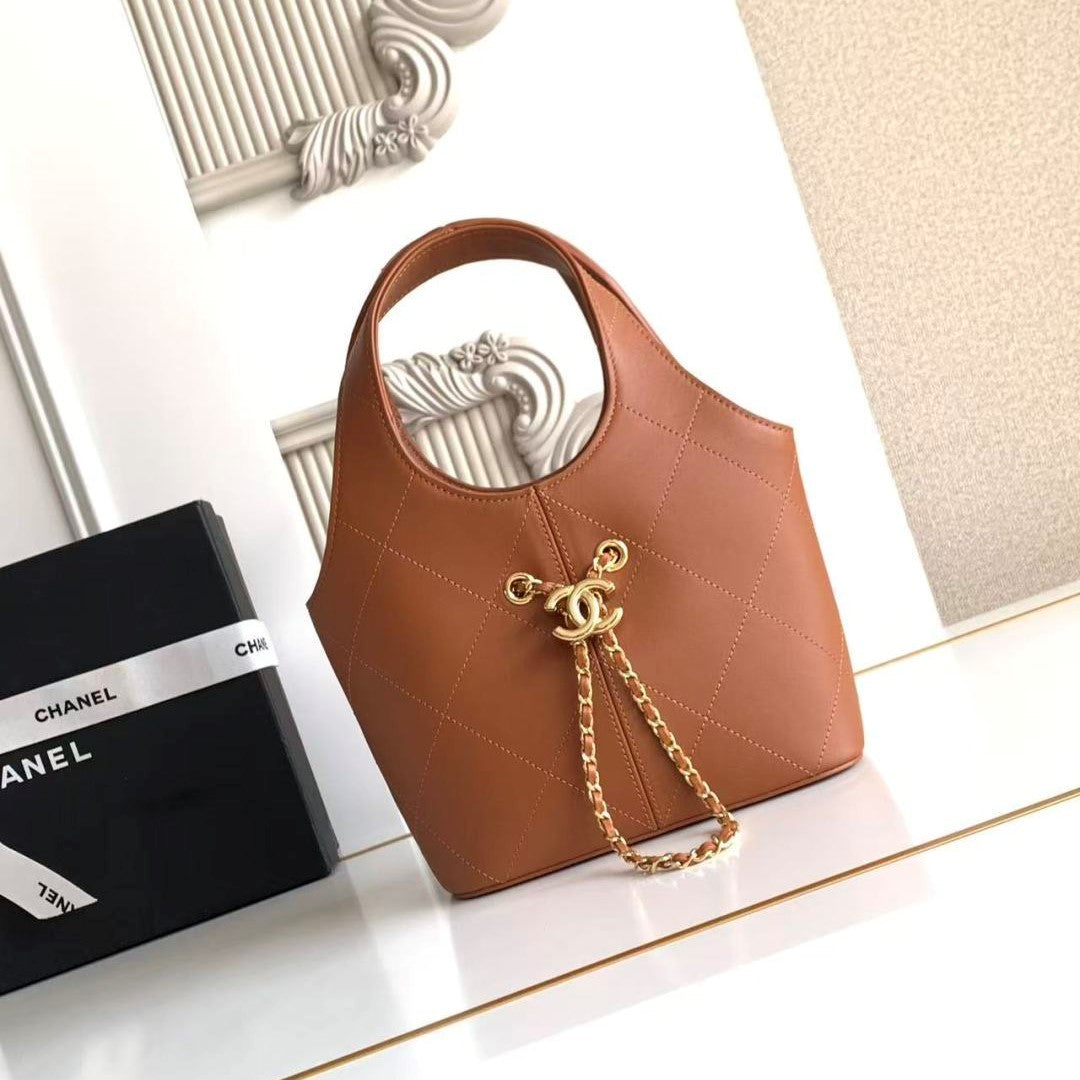 Chanel 2026 Basket Hobo Bag 27.5cm Brown Calfskin