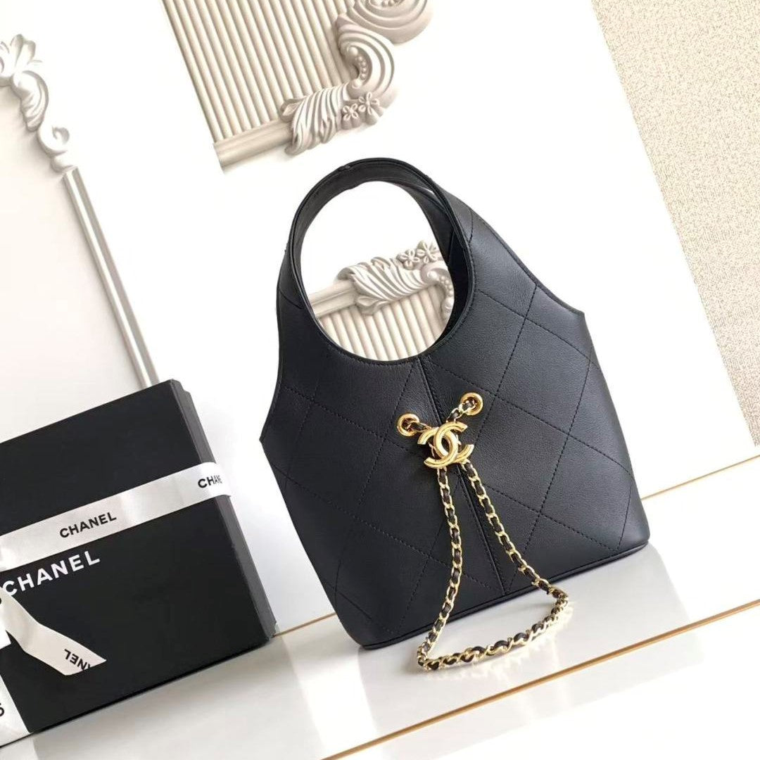 Chanel 2026 Basket Hobo Bag 27.5cm Black Calfskin
