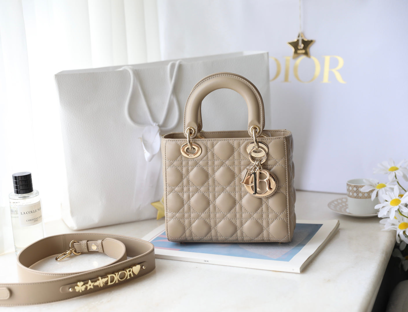 CD Lady Dior 20 Bag Khaki Lambskin