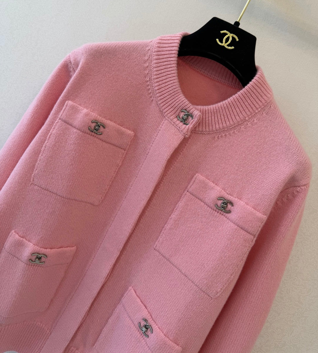 CC 26s Crew Neck Long-Sleeved Cardigan Wool 424817