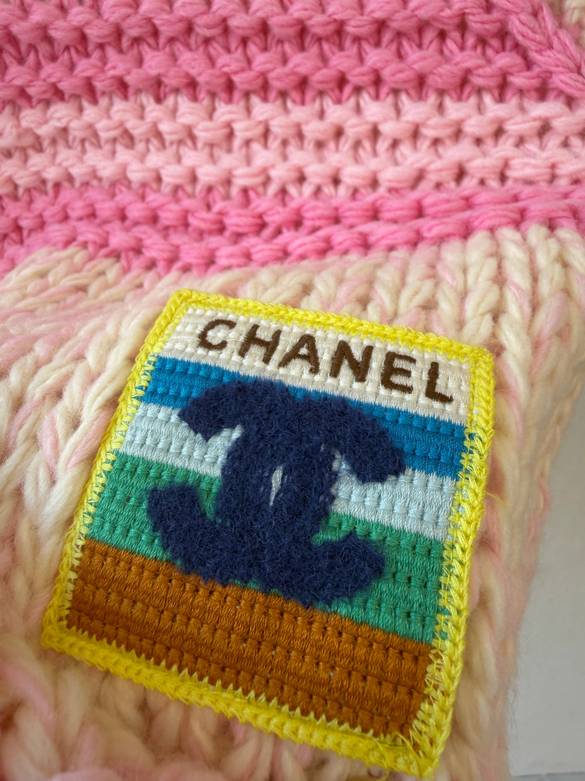 Chanel 26s Knit Vest Striped Pink Beige Cashmere 654321