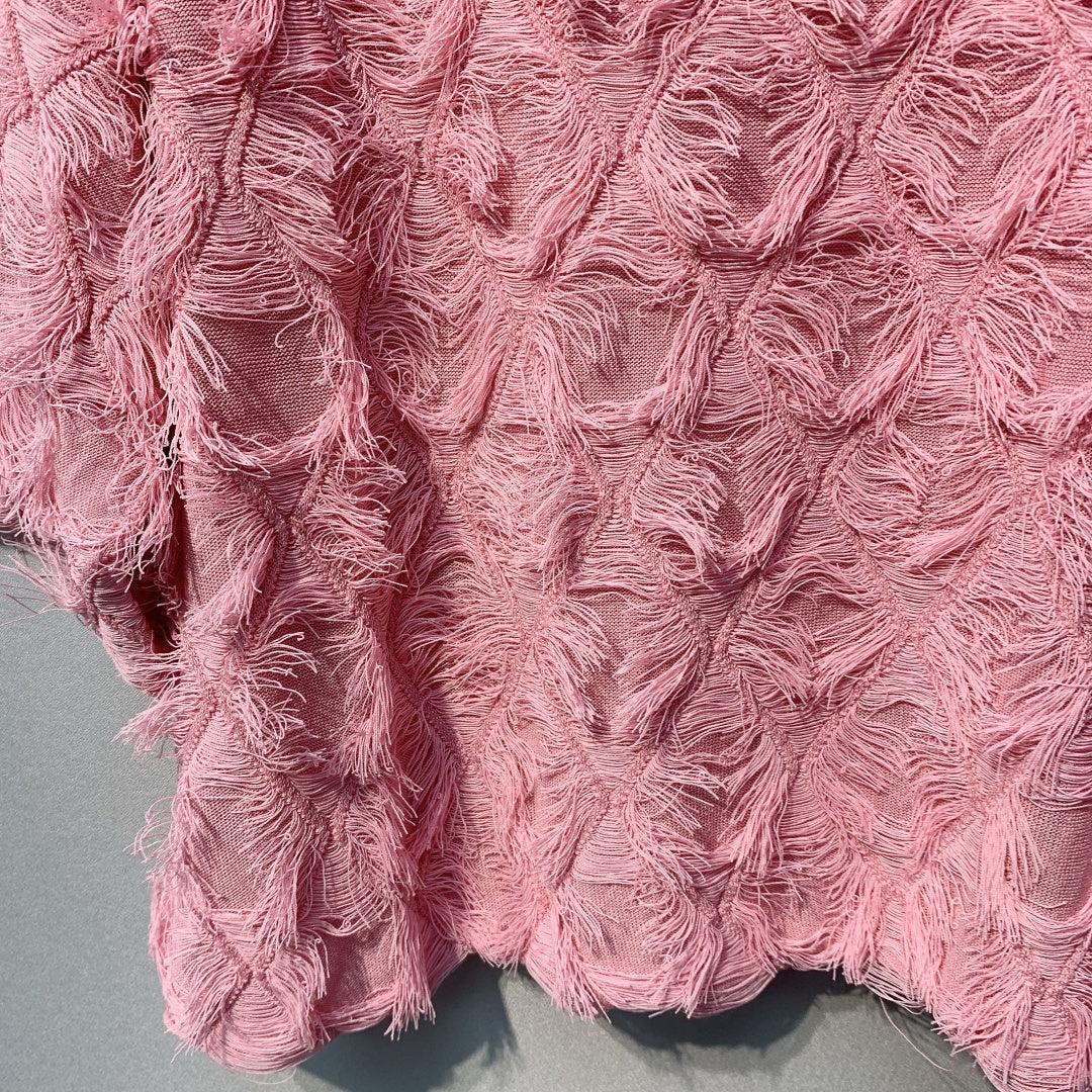 CC SS26  Feather-Trimmed Chiffon Top Rosette Pink Chiffon 350964
