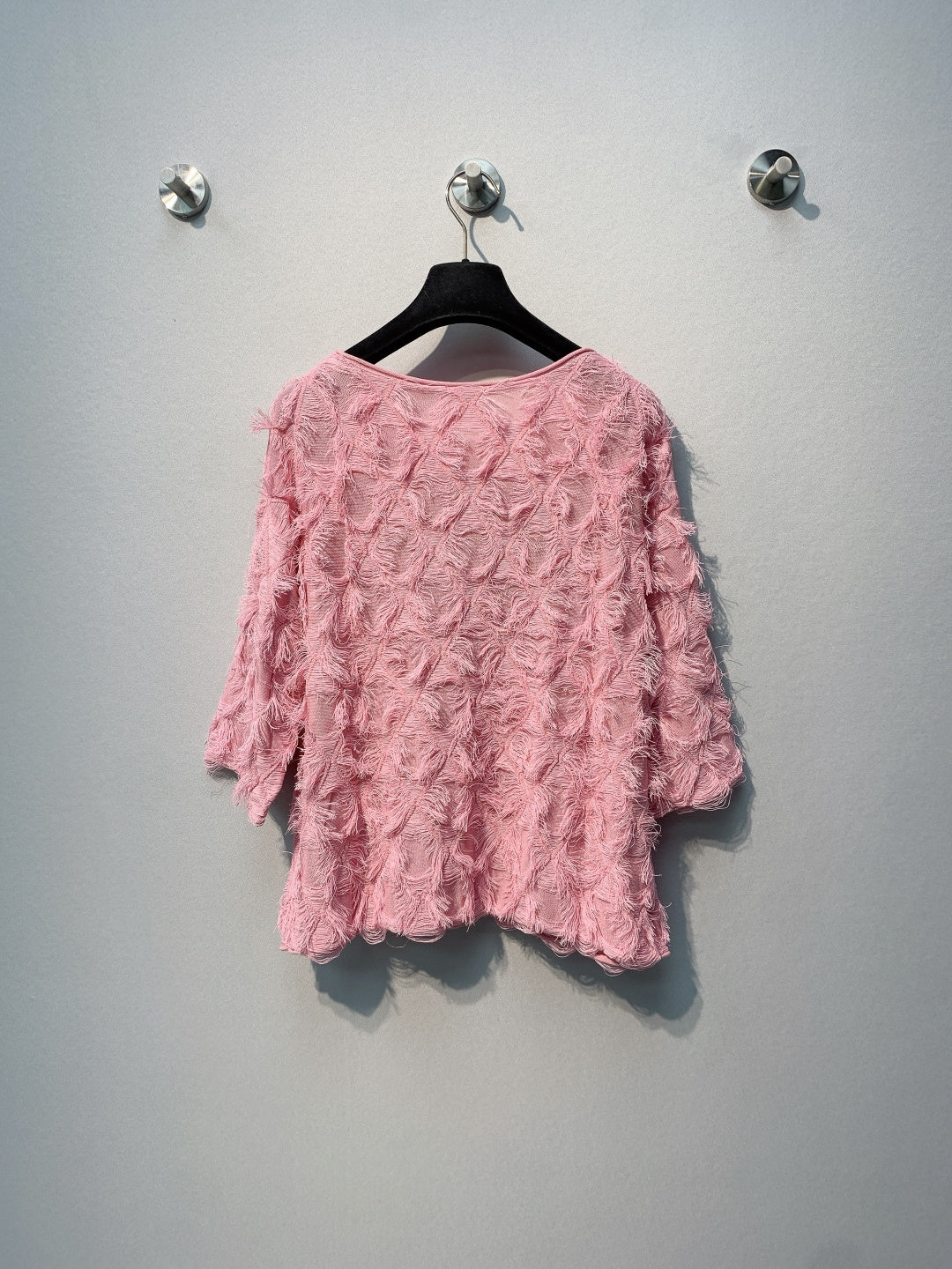 CC SS26  Feather-Trimmed Chiffon Top Rosette Pink Chiffon 350964