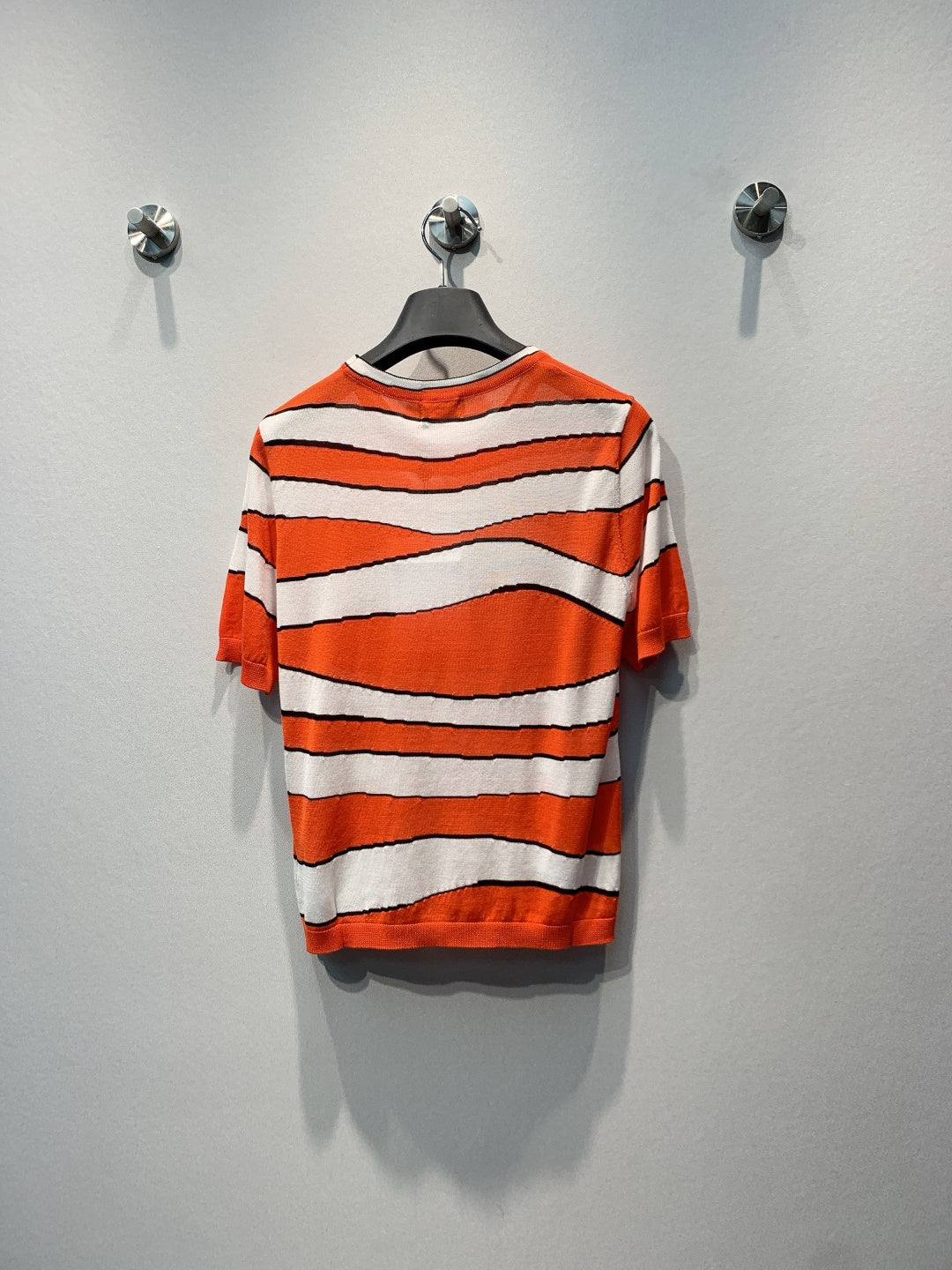 CC Clownfish Knit T-Shirt Orange White Tencel Nylon 395946