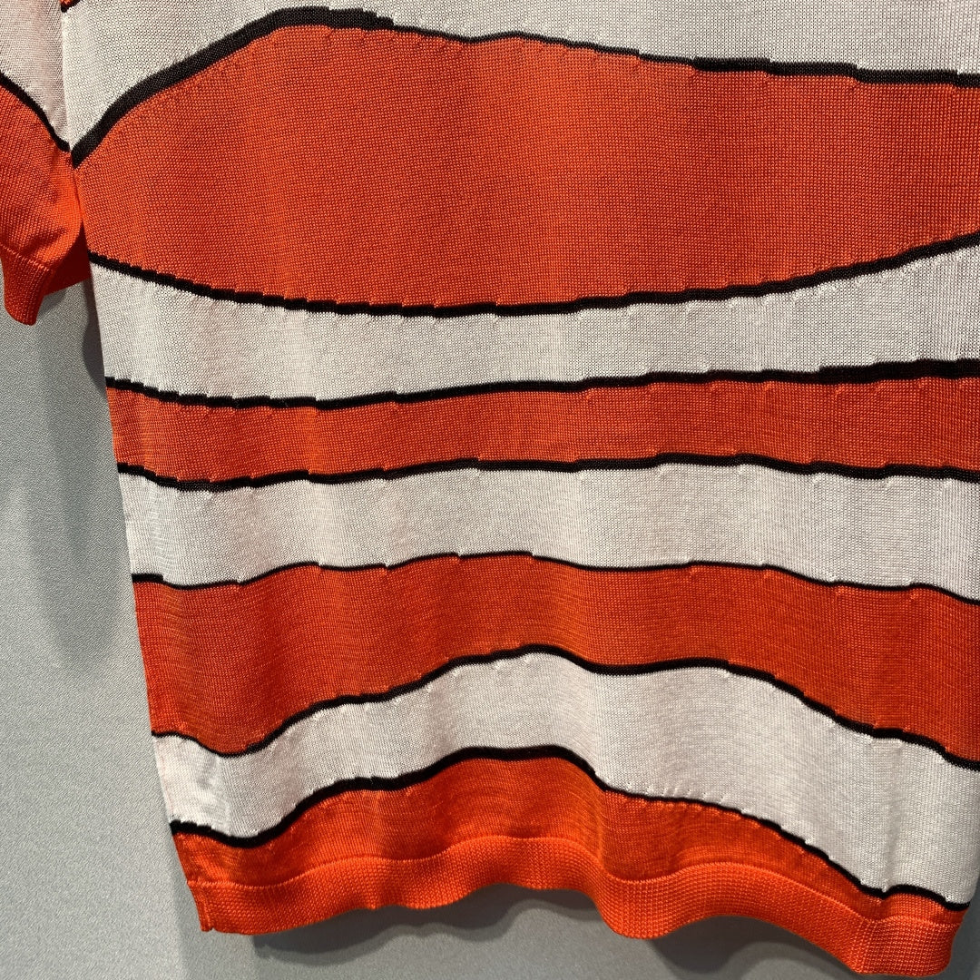 CC Clownfish Knit T-Shirt Orange White Tencel Nylon 395946