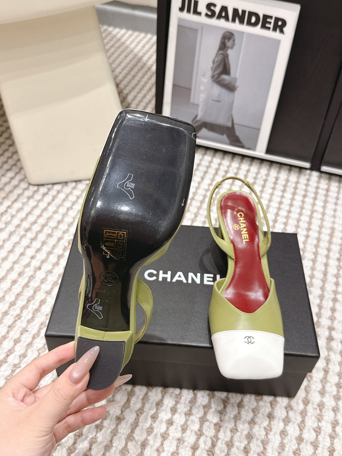 CC 2026 Slingbacks 6cm Green White Lambskin 721437