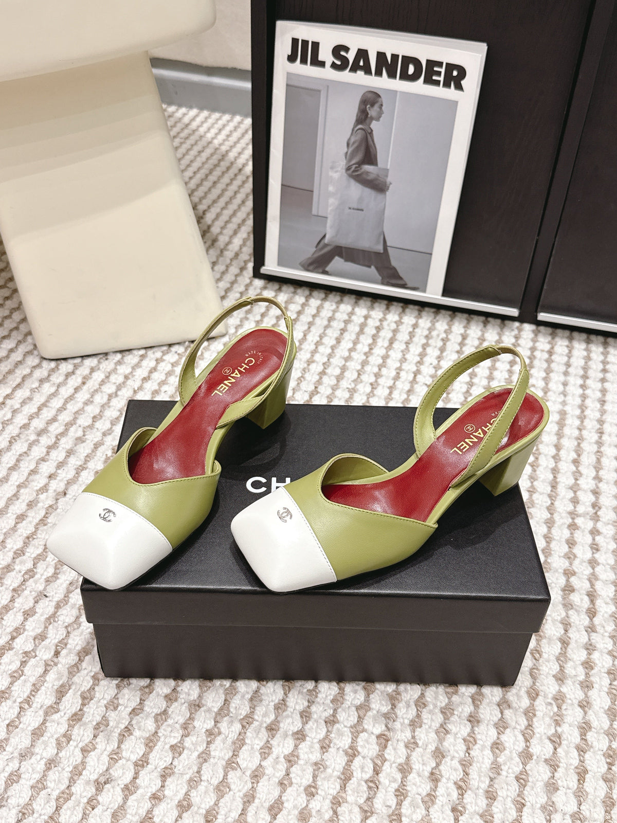 CC 2026 Slingbacks 6cm Green White Lambskin 721437