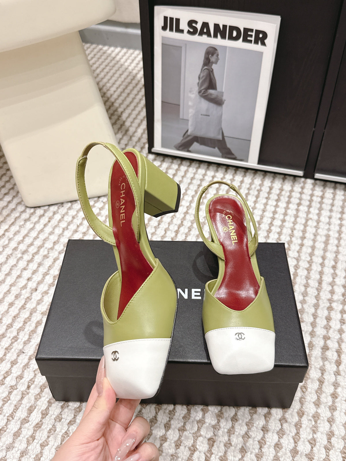 CC 2026 Slingbacks 6cm Green White Lambskin 721437
