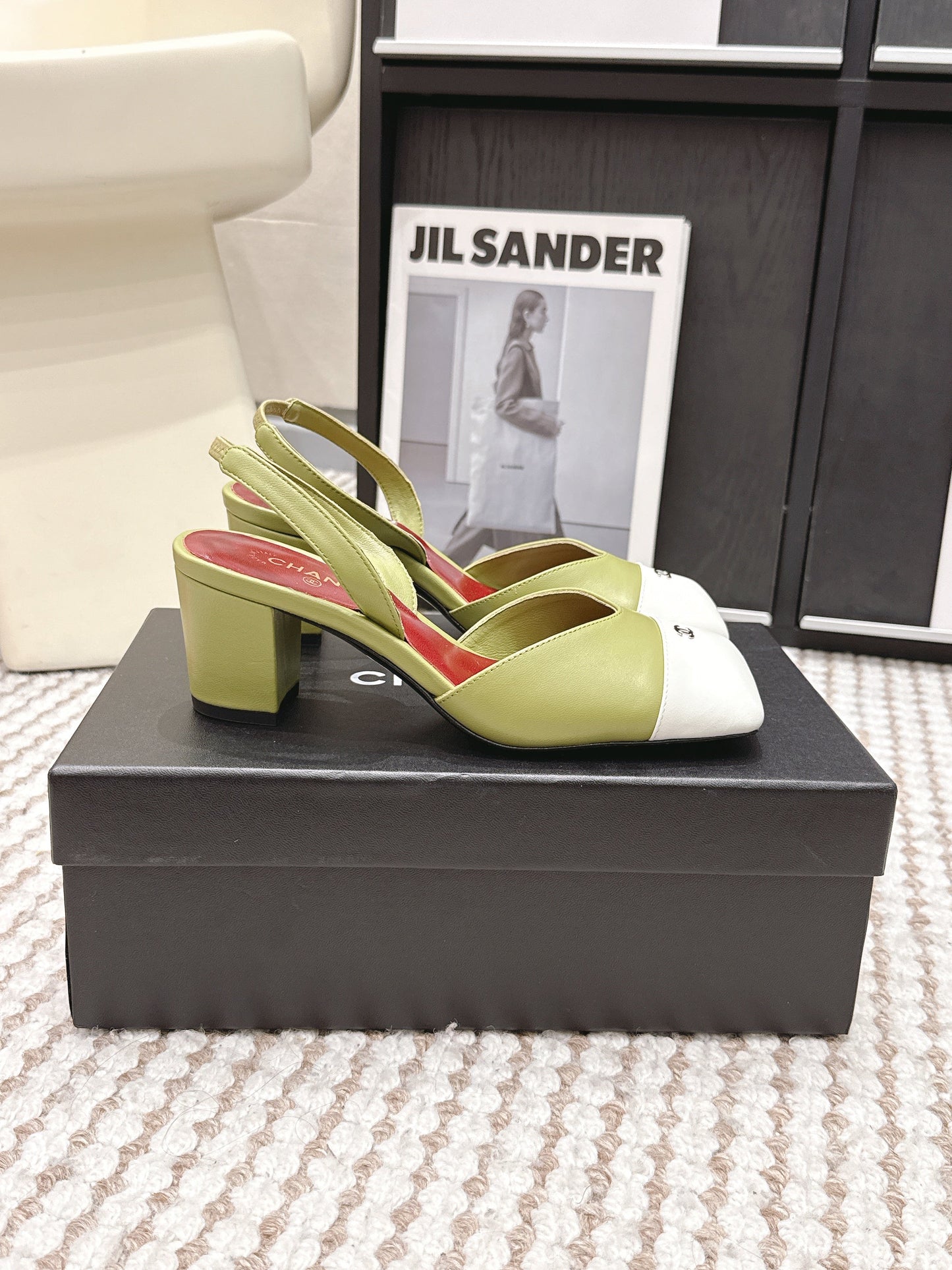 CC 2026 Slingbacks 6cm Green White Lambskin 721437