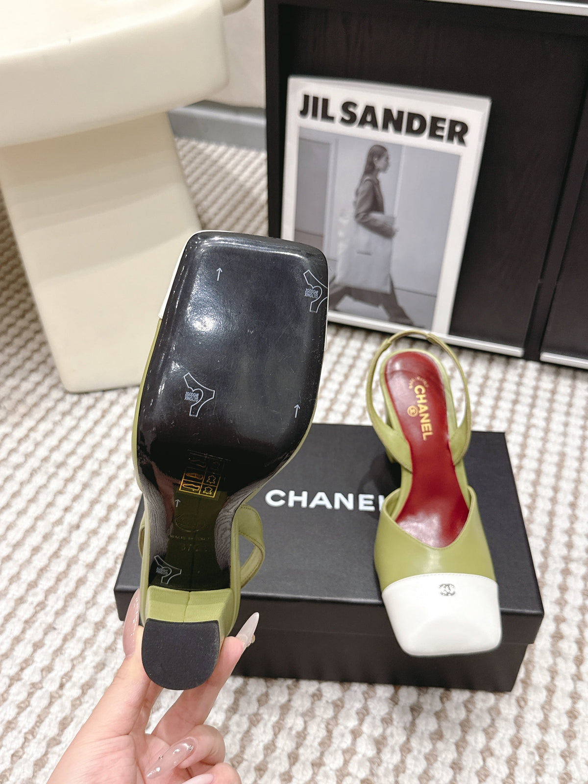 CC 2026 Slingbacks 9cm Green White Lambskin 721446
