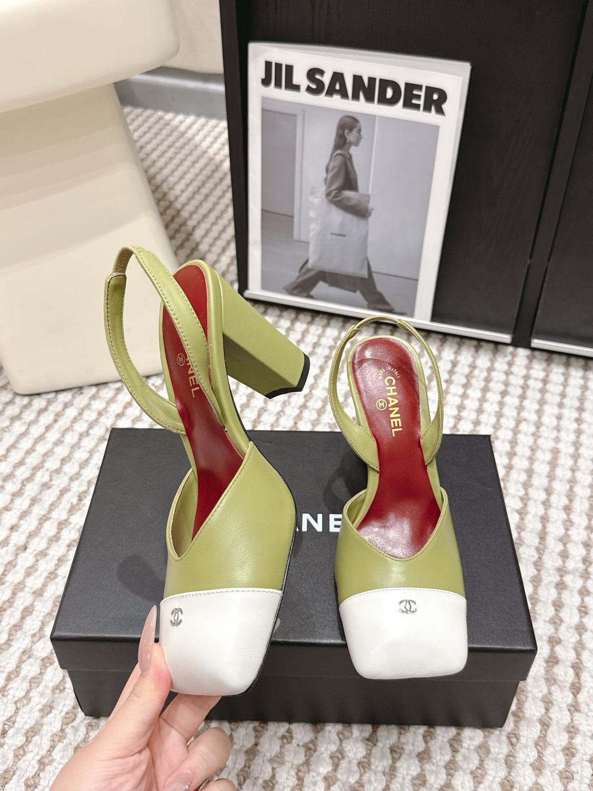 CC 2026 Slingbacks 9cm Green White Lambskin 721446