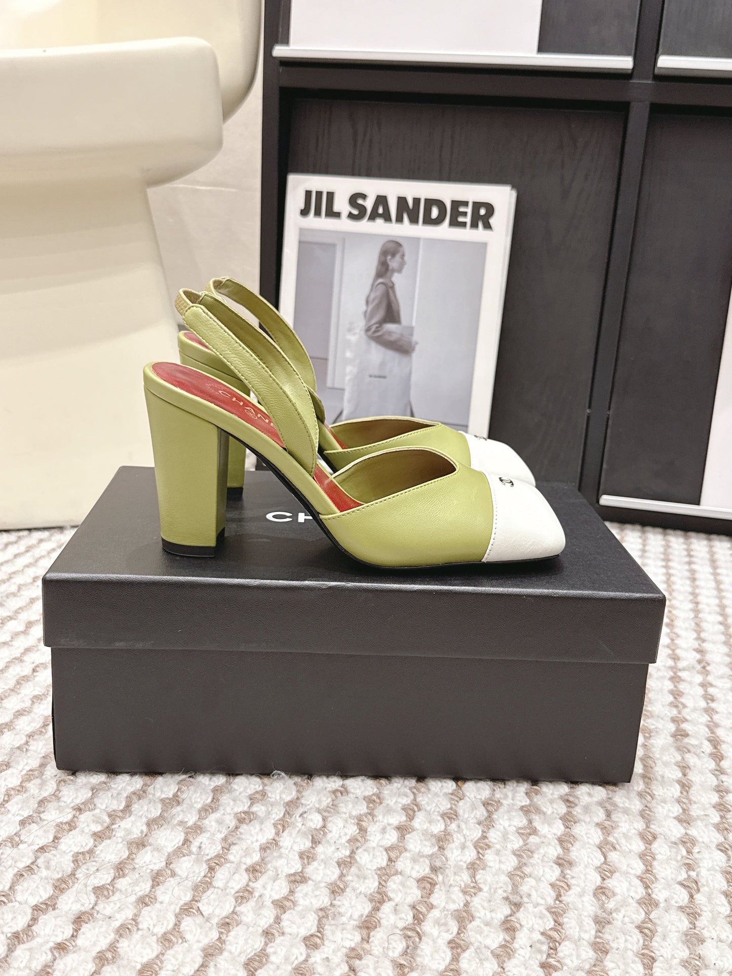 CC 2026 Slingbacks 9cm Green White Lambskin 721446