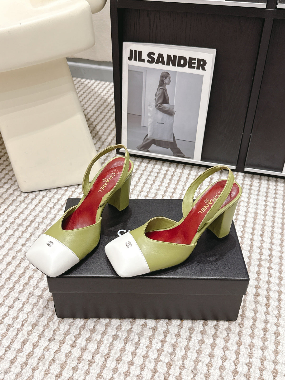 CC 2026 Slingbacks 9cm Green White Lambskin 721446